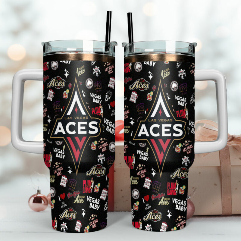 Las Vegas Aces WNBA Custom Stanley Quencher 40oz Stainless Steel Tumbler With Handle - Threewoofs - Image 4