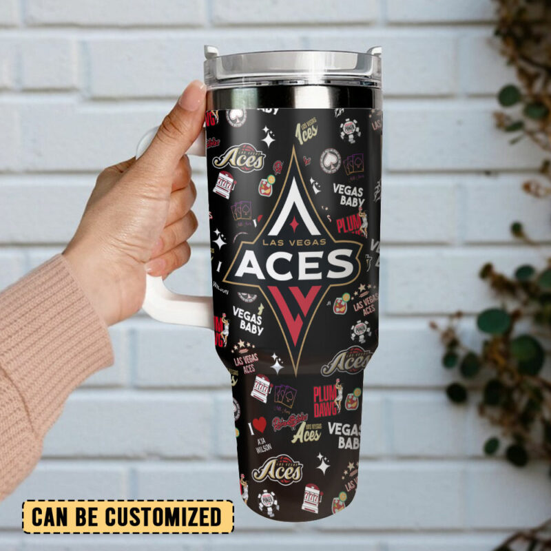 Las Vegas Aces WNBA Custom Stanley Quencher 40oz Stainless Steel Tumbler With Handle - Threewoofs - Image 3