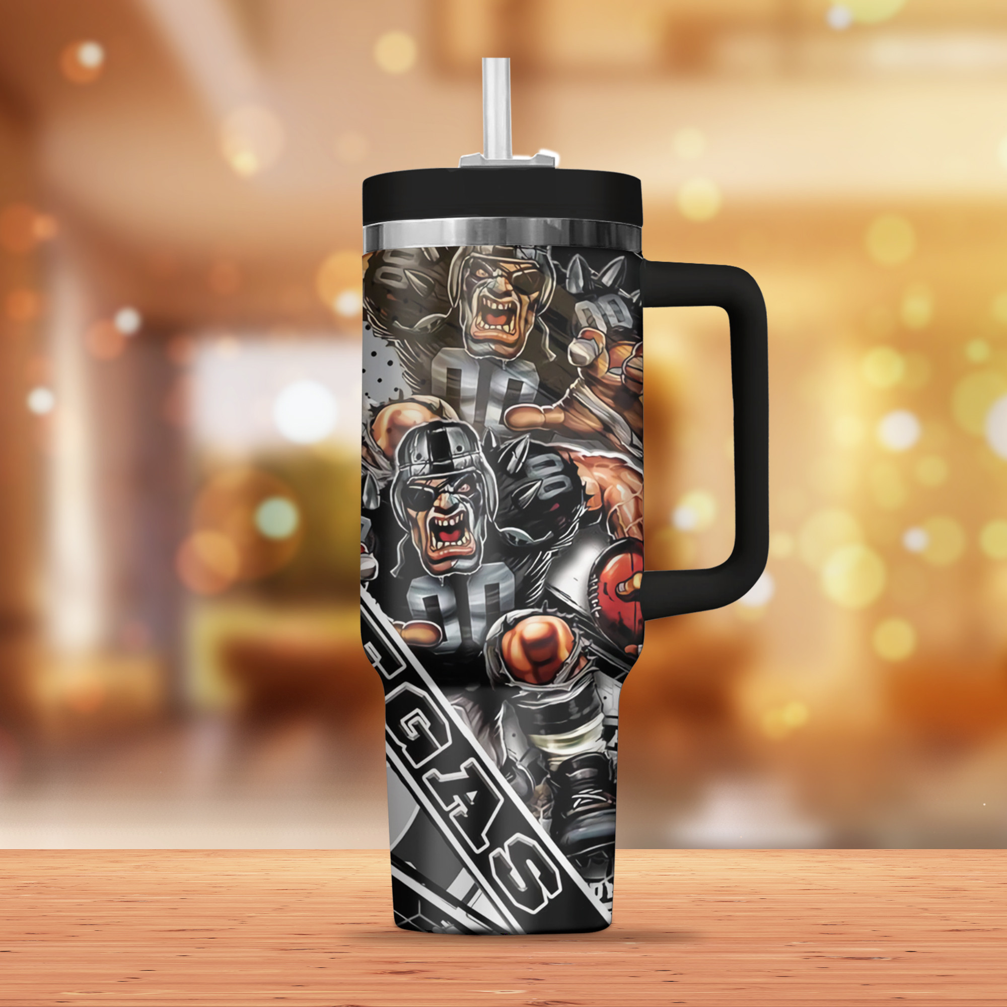 Las Vegas Raiders Stainless Steel Tumbler - Ultimate Fan Gift with Bold Graphics - Image 3