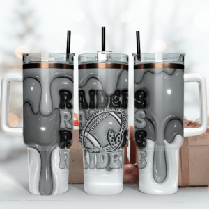 Personalized Raider Tumbler - Custom Football Fan Gift with Straw & Handle