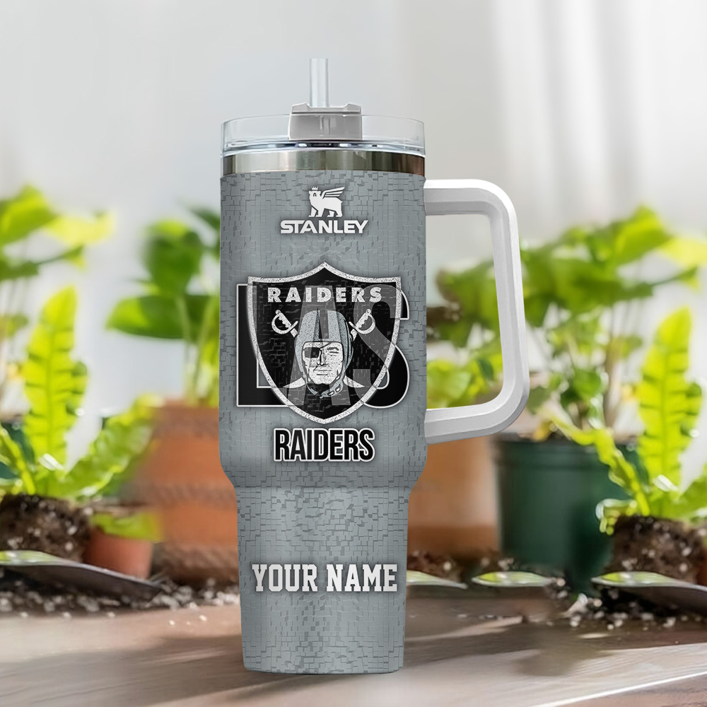 Custom Name Raiders Tumbler - Personalized 40oz Stanley Cup with Handle & Straw - Image 2