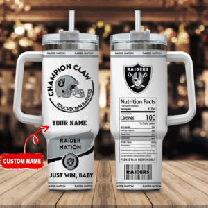 Custom Name Raider Nation Tumbler Mug - Perfect for Fans
