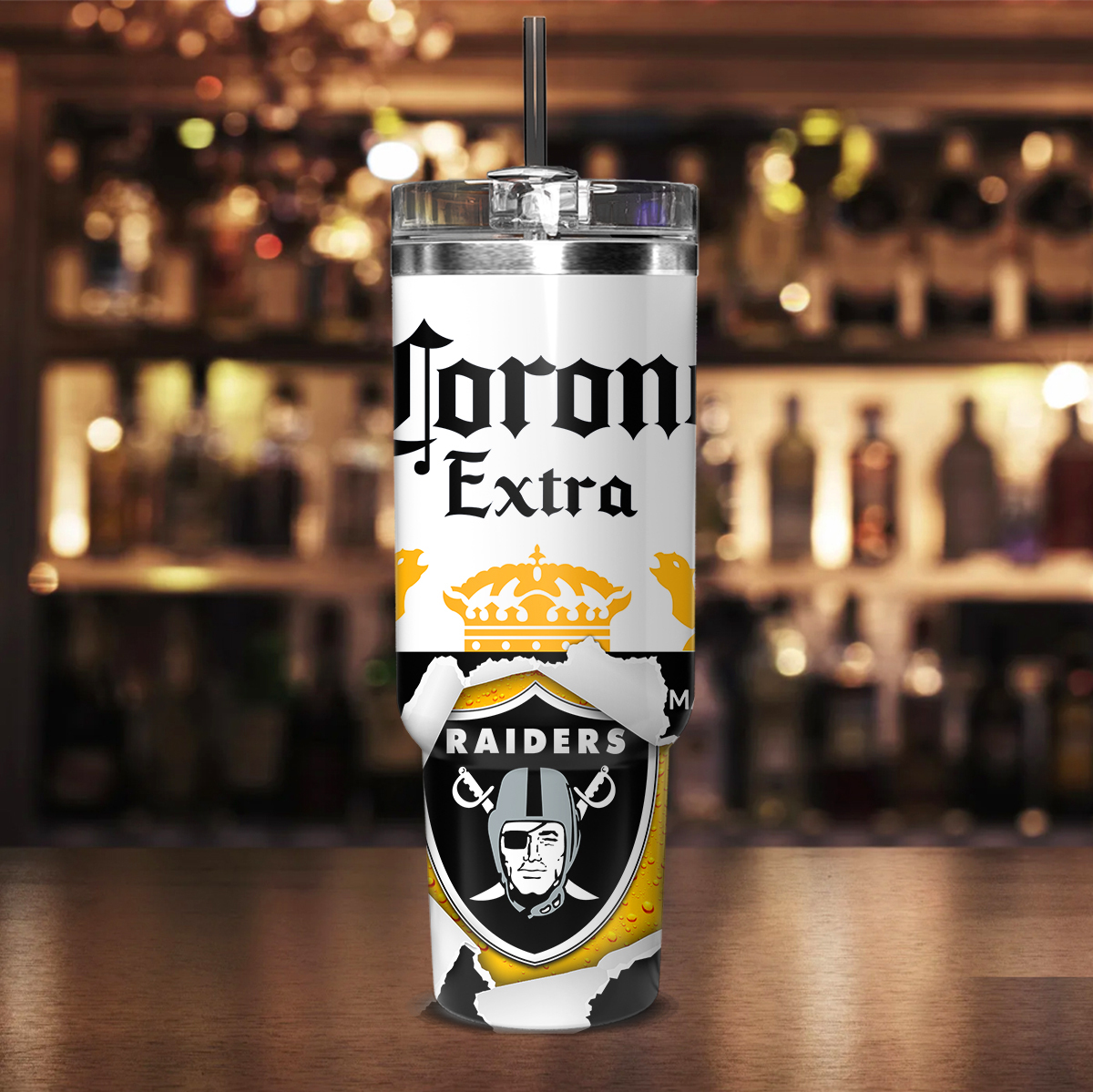 Customizable Las Vegas Raiders & Beer Themed Travel Mug - Personalize Your Style - Image 2