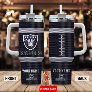 Custom NFL Raiders Stainless Steel Tumbler - Personalized Gift Mug