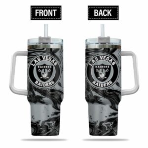 Las Vegas Raiders Tumbler - 40oz Insulated Travel Mug with Handle & Straw