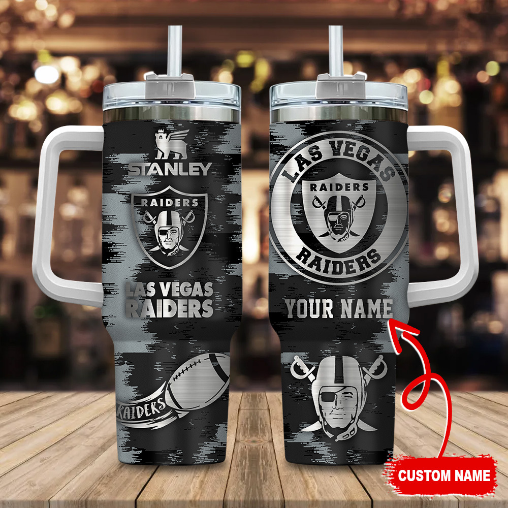Personalized Las Vegas Raiders Tumbler Mug with Handle - Custom Name