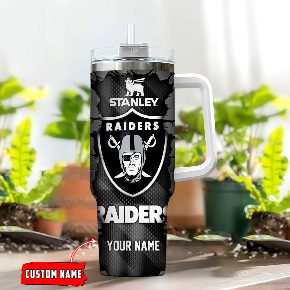 Custom Personalized Raiders Stanley Tumbler with Handle & Straw - Perfect Gift for Fans - Image 2