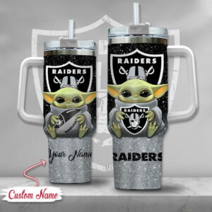 Custom Name Raiders Tumbler with Cute Alien Design - Perfect Gift for Fans