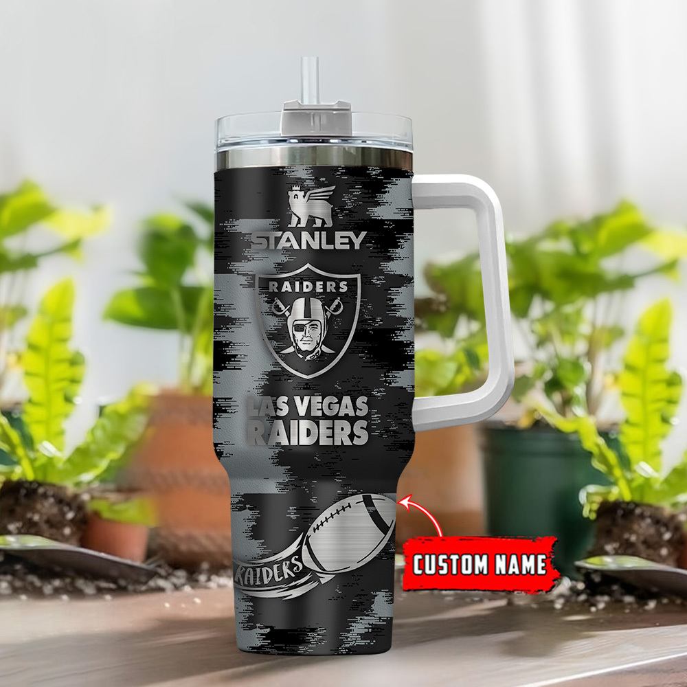 Personalized Las Vegas Raiders Tumbler Mug with Handle - Custom Name - Image 2