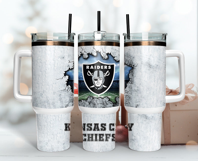 NFL Team Tumbler - Double-Wall Insulated Mug with Handle & Straw