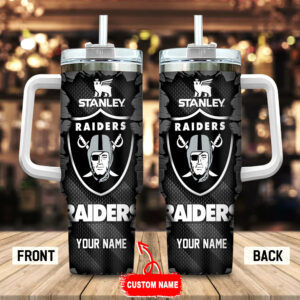 Custom Personalized Raiders Stanley Tumbler with Handle & Straw - Perfect Gift for Fans