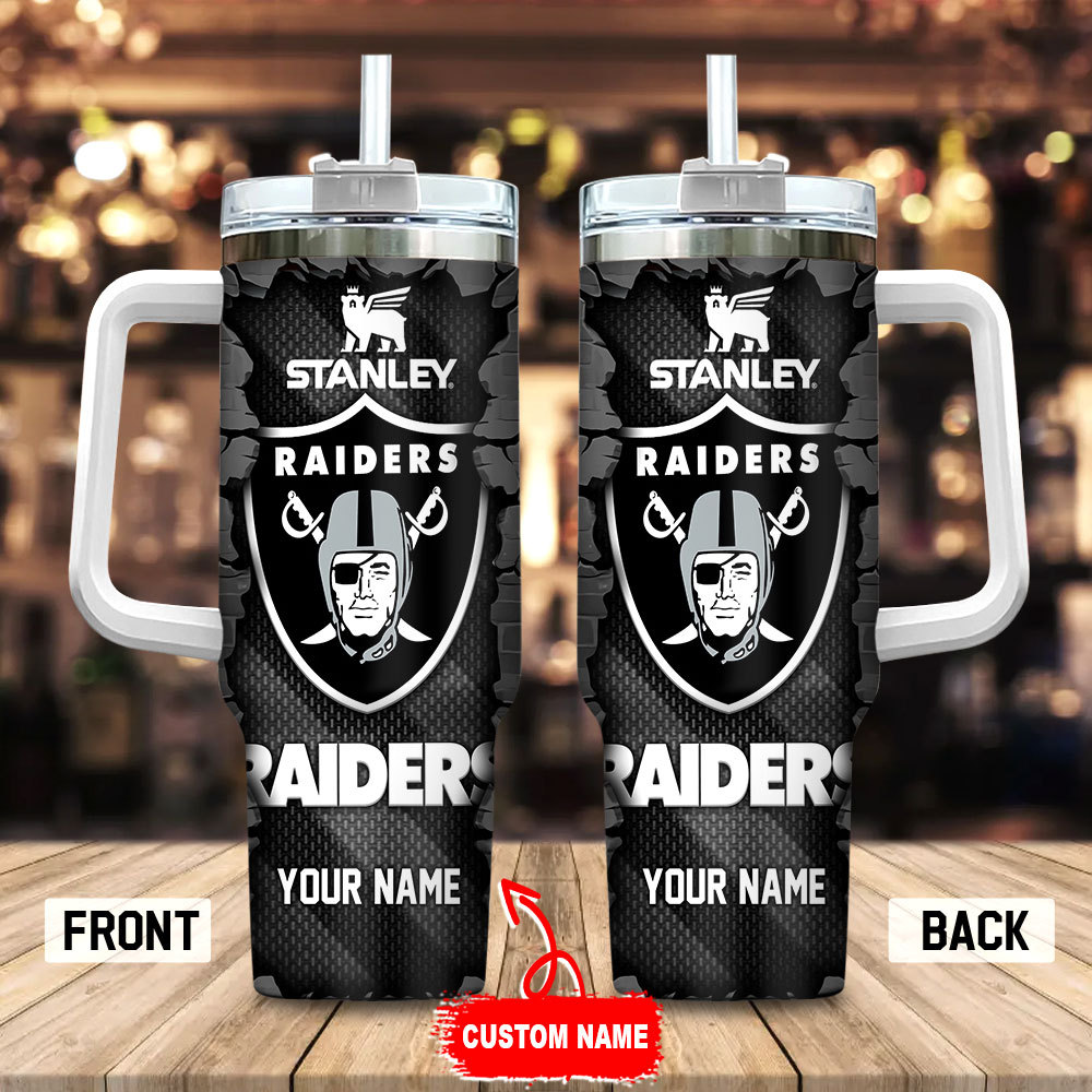 Custom Personalized Raiders Stanley Tumbler with Handle & Straw - Perfect Gift for Fans