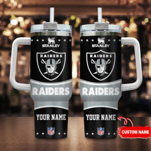 Custom NFL Raiders Tumbler - Personalized Insulated Mug with Handle
