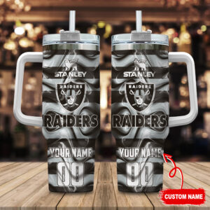 Custom Name Raiders Tumbler - Personalized Insulated Mug with Handle
