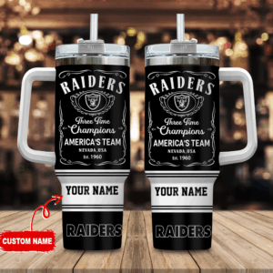 Custom Name Raiders Champions Tumbler with Handle - Personalized Gift