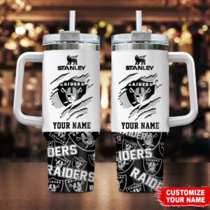 Personalized Raiders Tumbler with Handle - Custom Name Insulated Mug