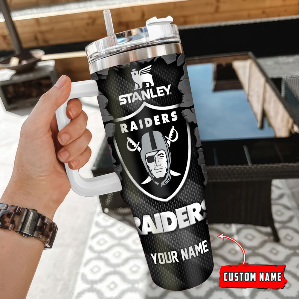 Custom Personalized Raiders Stanley Tumbler with Handle & Straw - Perfect Gift for Fans - Image 3