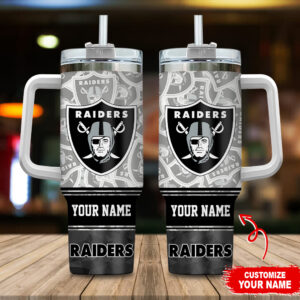 Customizable Raiders Tumbler with Handle – Personalize Your Drinkware