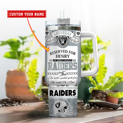 Personalized Las Vegas Raiders Tumbler - Custom Name NFL Fan Gift - Image 2