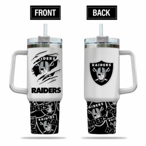 Raiders Double-Sided Insulated Tumbler with Handle & Straw - Ultimate Fan Gear