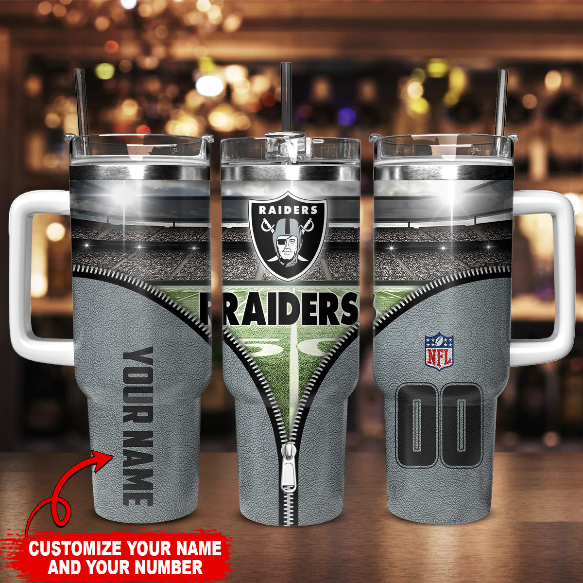 Custom NFL Team Tumbler - Personalize with Your Name & Number - Image 2