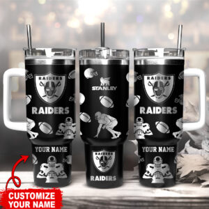 Customizable Raiders Tumbler - Personalized NFL Fan Gift