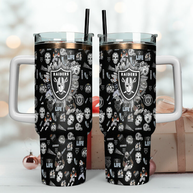 Las Vegas Raiders NFL Custom Stanley Quencher 40oz Stainless Steel Tumbler With Handle - Threewoofs - Image 4