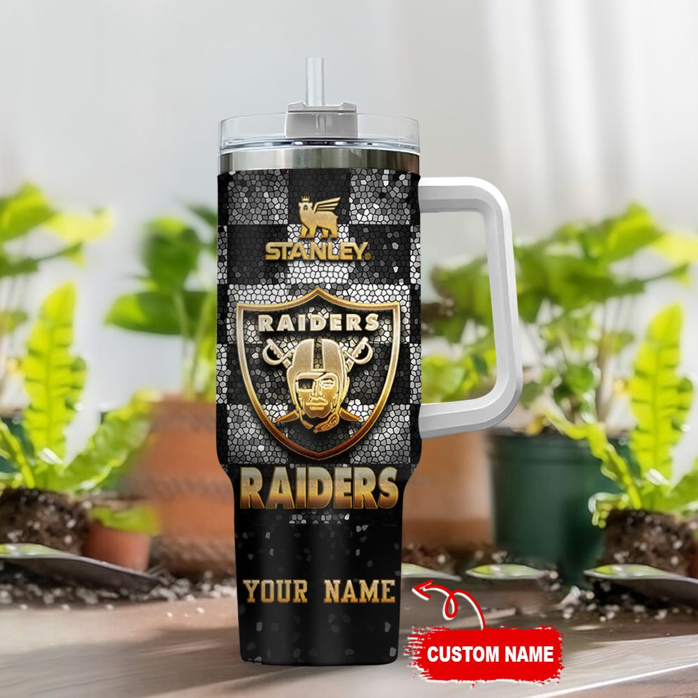 Customizable Raiders Tumbler with Handle and Straw - Perfect Gift for Fans - Image 2