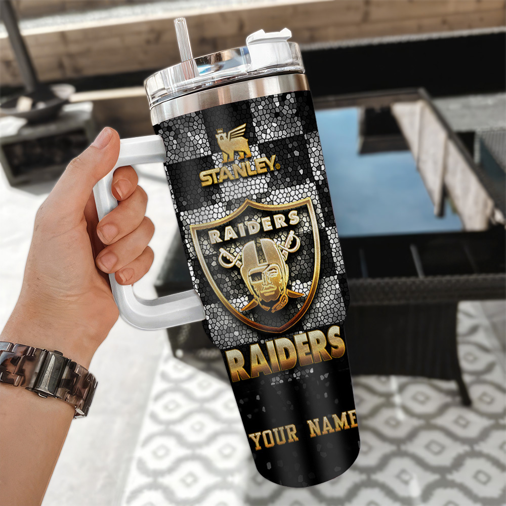 Customizable Raiders Tumbler with Handle and Straw - Perfect Gift for Fans - Image 3