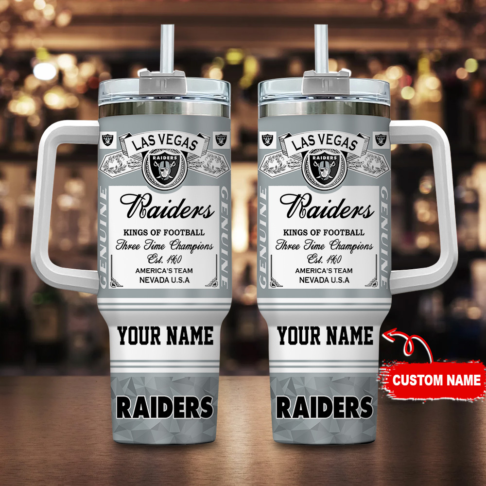 Custom Name Las Vegas Raiders Tumbler Mug - Personalized NFL Fan Gift