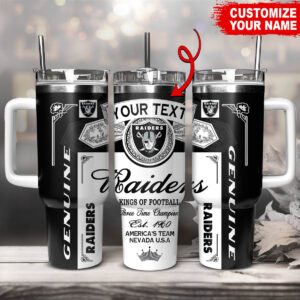 Customizable Raiders Tumbler - Personalized Insulated Travel Mug for Ultimate Fans
