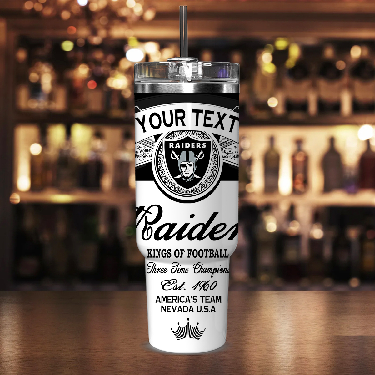 Customizable Raiders Tumbler - Personalized Insulated Travel Mug for Ultimate Fans - Image 2