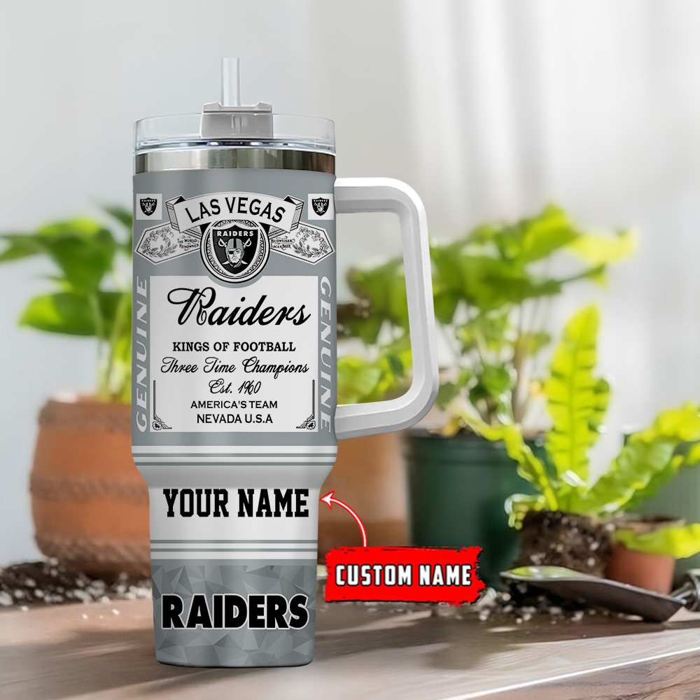 Custom Name Las Vegas Raiders Tumbler Mug - Personalized NFL Fan Gift - Image 2