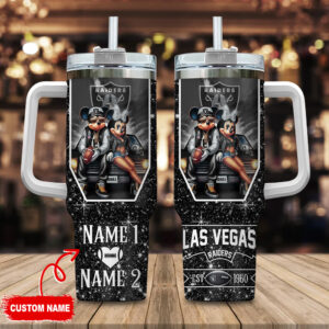 Custom Name Las Vegas Football Fan Tumbler with Handle - Perfect Gift for Fans