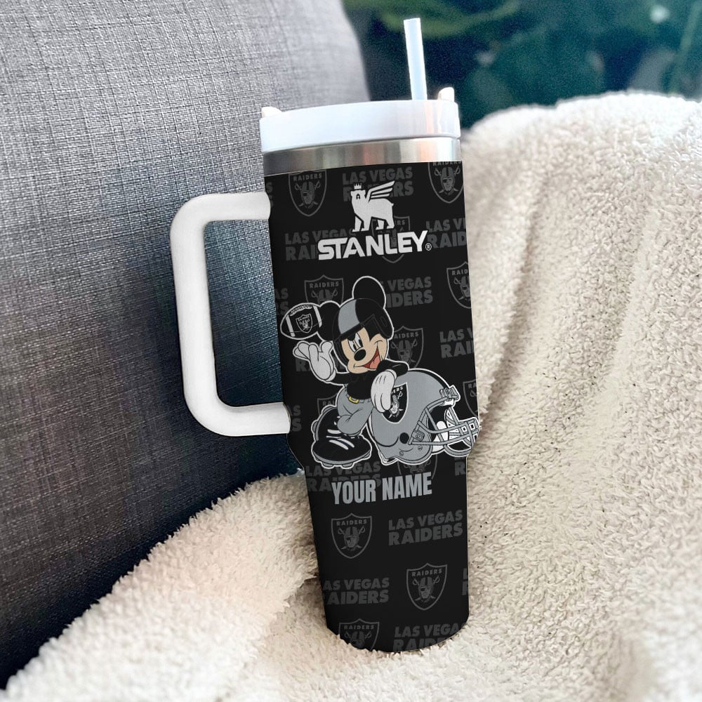 Custom Las Vegas Raiders Mickey Mouse Tumbler with Handle - Personalized Gift - Image 3