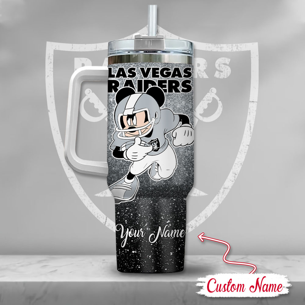 Custom Name Las Vegas Raiders Tumbler with Cartoon Design - Personalized Gift - Image 3
