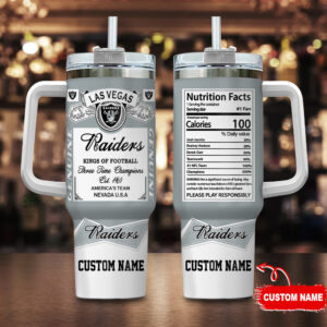 Custom Name Las Vegas Raiders Tumbler - Personalized Football Fan Mug
