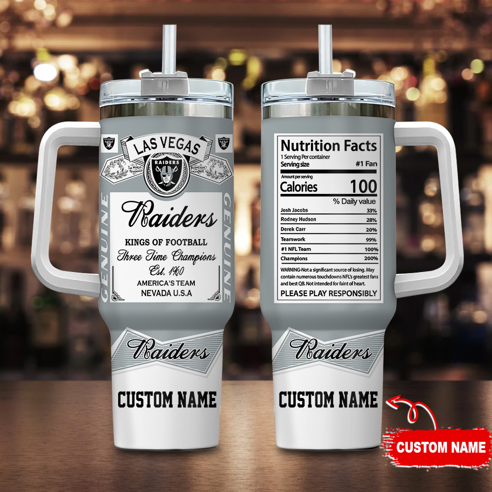 Custom Name Las Vegas Raiders Tumbler - Personalized Football Fan Mug