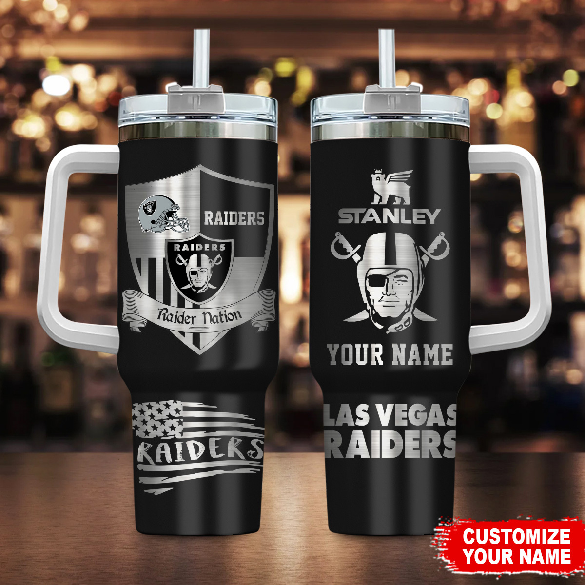 Customizable Las Vegas Raiders Tumbler - Personalize Your Game Day Experience