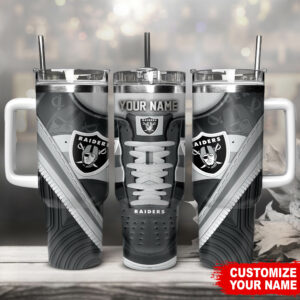 Customizable Raiders Tumbler with Handle - Personalize with Your Name