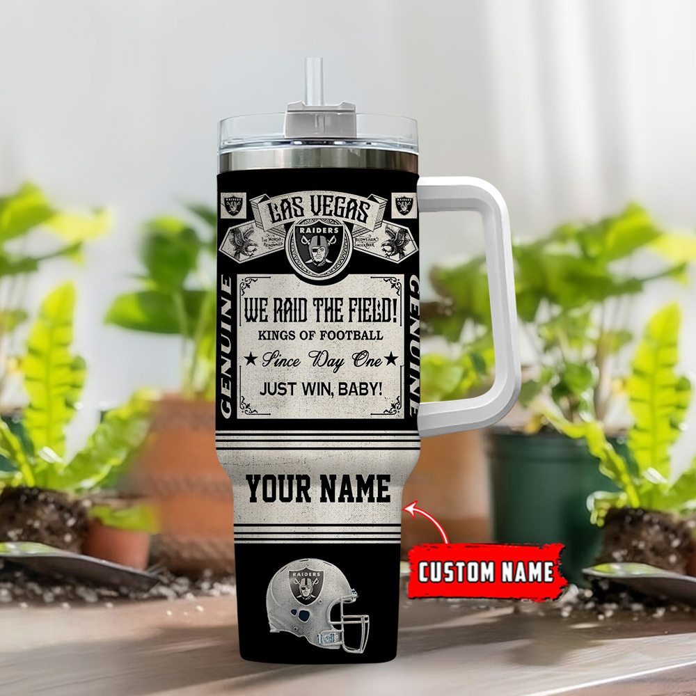 Custom Name Las Vegas Raiders Tumbler - Personalized Football Fan Gift - Image 2