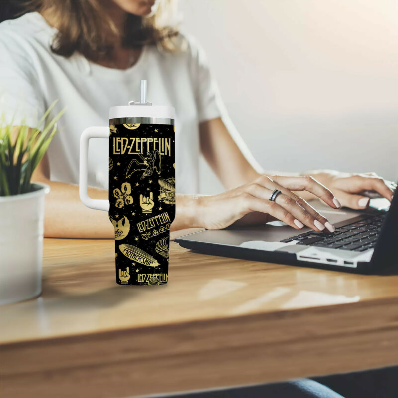 Led Zeppelin Band Music Custom Stanley Quencher 40oz Stainless Steel Tumbler With Handle - Threewoofs - Image 3