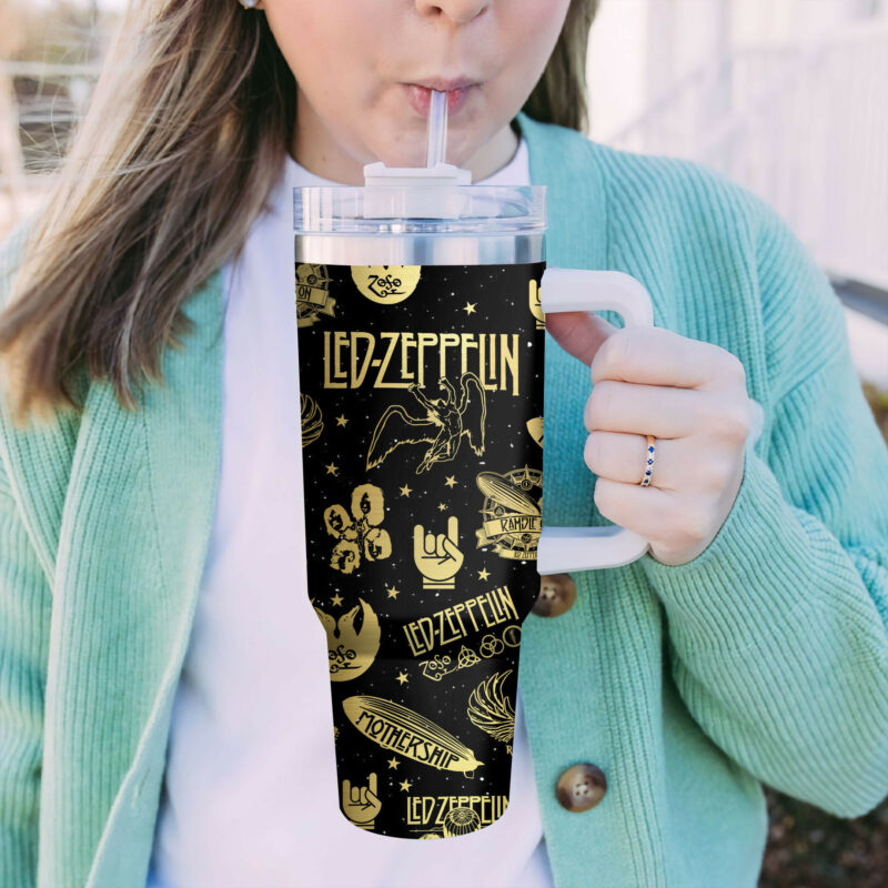 Led Zeppelin Band Music Custom Stanley Quencher 40oz Stainless Steel Tumbler With Handle - Threewoofs - Image 4