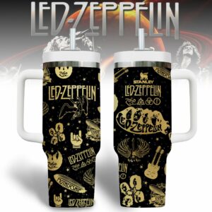 Led Zeppelin Band Music Custom Stanley Quencher 40oz Stainless Steel Tumbler With Handle - Threewoofs