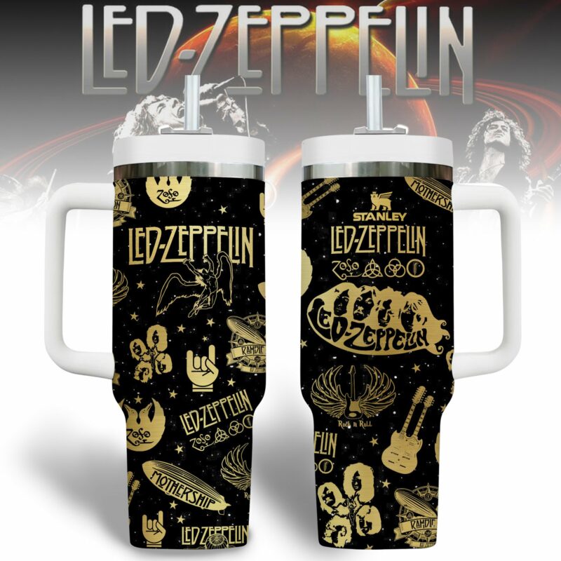 Led Zeppelin Band Music Custom Stanley Quencher 40oz Stainless Steel Tumbler With Handle - Threewoofs