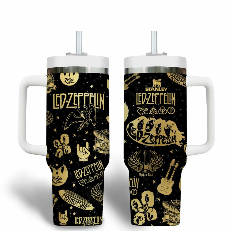 Led Zeppelin Band Music Custom Stanley Quencher 40oz Stainless Steel Tumbler With Handle - Threewoofs - Image 2