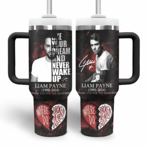 Liam Payne Music Custom Stanley Quencher 40oz Stainless Steel Tumbler With Handle - Threewoofs
