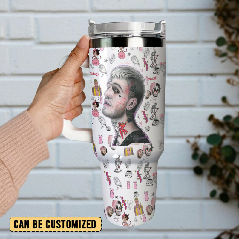 Lil Peep Music Custom Stanley Quencher 40oz Stainless Steel Tumbler With Handle - Threewoofs - Image 3