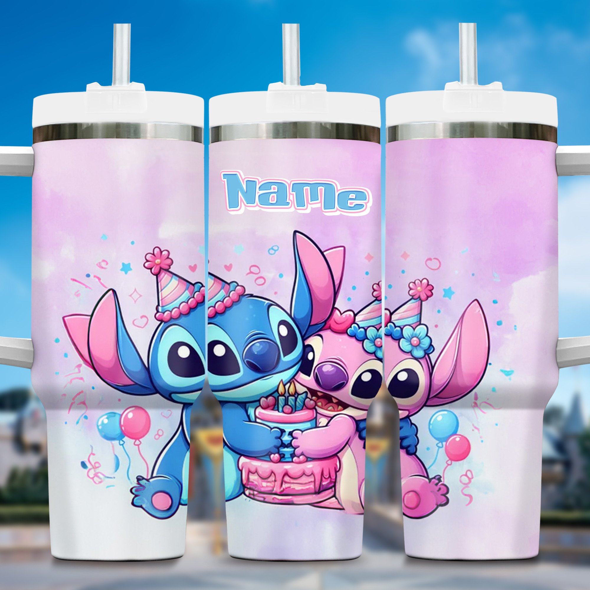 Personalized Cute Cartoon Party Tumbler with Straw - Perfect Gift Idea