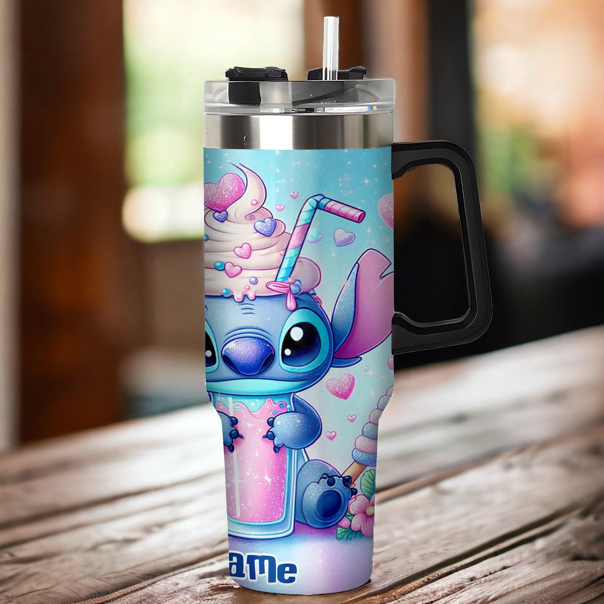 Cute Character Tumbler with Straw - Personalized Name Option - Image 3